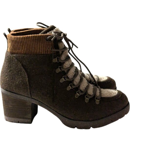 New Korks Women's Elin Rustic Brown Wool Blend Lace-up Bootie Boot Size 8.5 NWOB - Picture 4 of 9